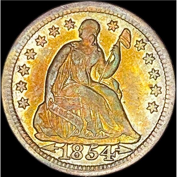1854 Arrows Seated Liberty Half Dime  CLOSELY UNCIRCULATED