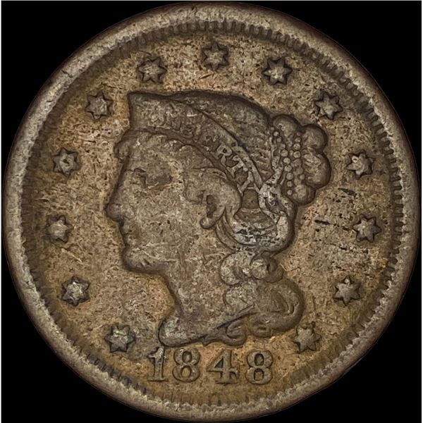 1848 Braided Hair Large Cent  LIGHTLY CIRCULATED