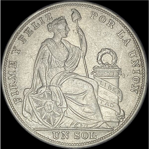 1925 Peru Silver Un Sol  CLOSELY UNCIRCULATED