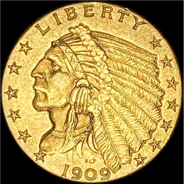 1909 Indian Head Gold $2.50 Quarter Eagle   CLOSELY UNCIRCULATED