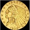 Image 1 : 1909 Indian Head Gold $2.50 Quarter Eagle   CLOSELY UNCIRCULATED
