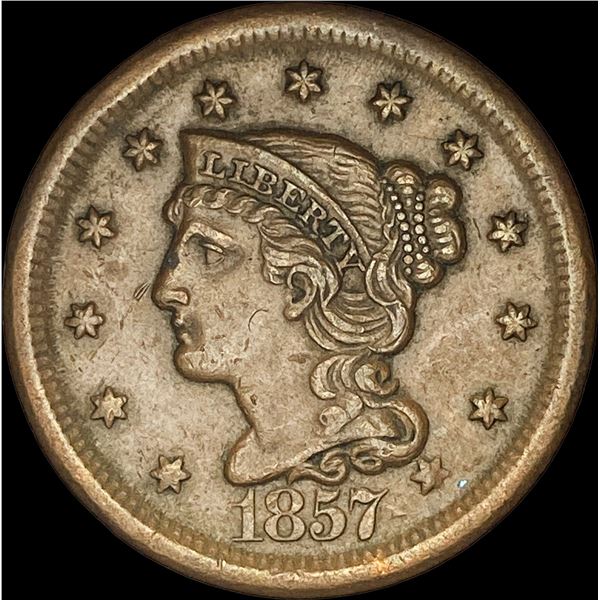 1857 Braided Hair Large Cent  NEARLY UNCIRCULATED