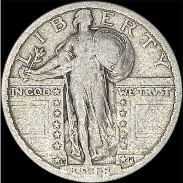 1918-S Silver Standing Liberty Quarter  LIGHTLY CIRCULATED