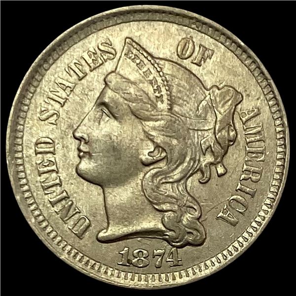 1874 Nickel Three-Cent Piece  UNCIRCULATED