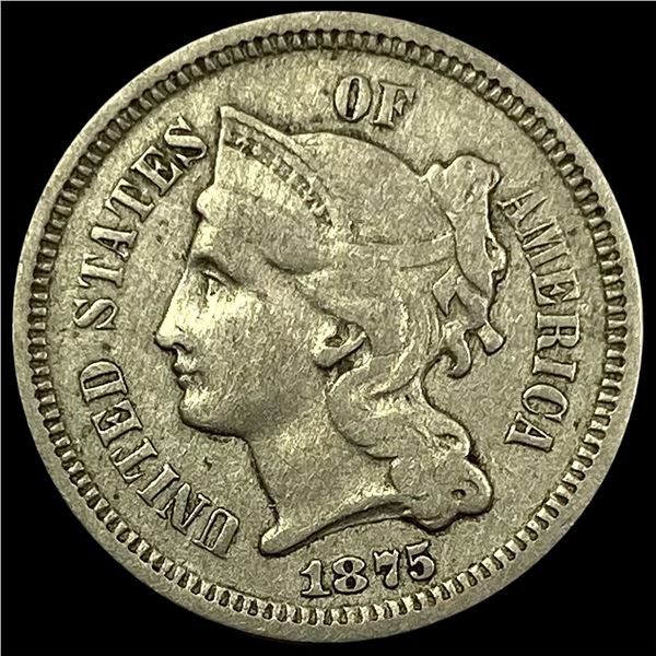 1875 Nickel Three-Cent Piece   NEARLY UNCIRCULATED