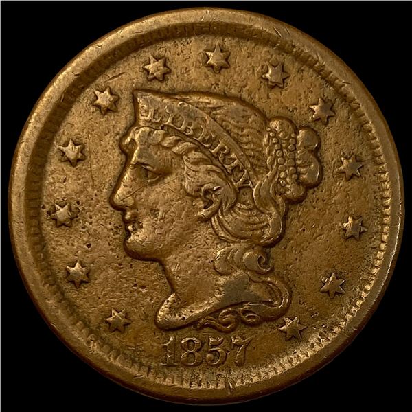 1857 Braided Hair Large Cent  LIGHTLY CIRCULATED