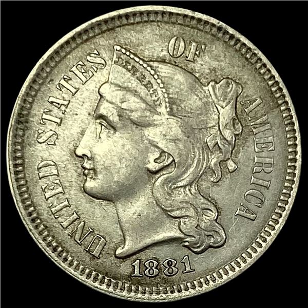1881 Nickel Three-Cent Piece  CHOICE AU
