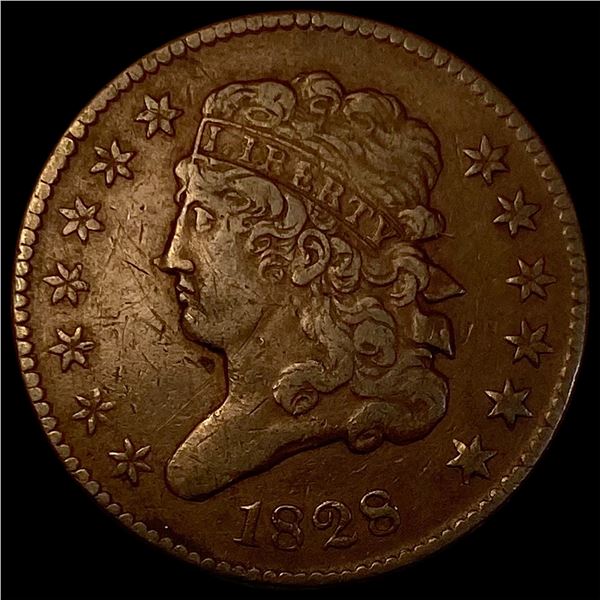 1828 Copper Half Cent  NEARLY UNCIRCULATED
