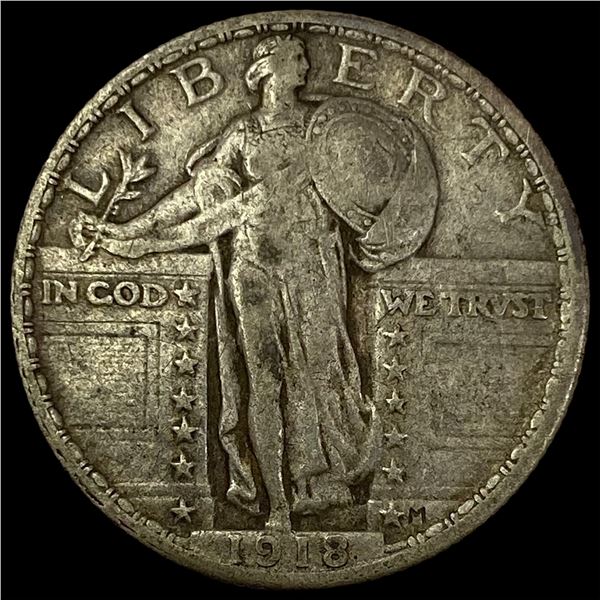 1918 Silver Standing Liberty Quarter LIGHT CIRC