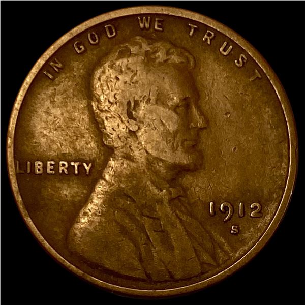 1912-S Lincoln Wheat Cent   LIGHTLY CIRCULATED