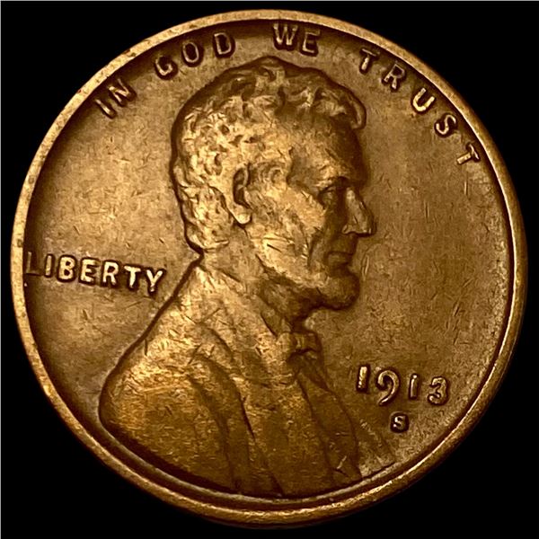 1913-S Lincoln Wheat Cent   CLOSELY UNCIRCULATED