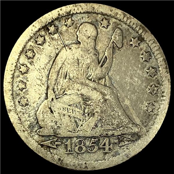1854-O Silver Seated Liberty Quarter   NICELY CIRCULATED