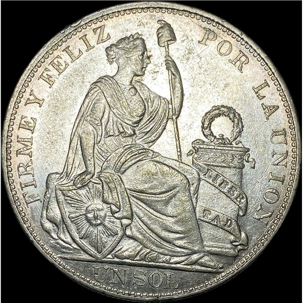 1895 Silver Un Sol Peru CLOSELY UNCIRCULATED