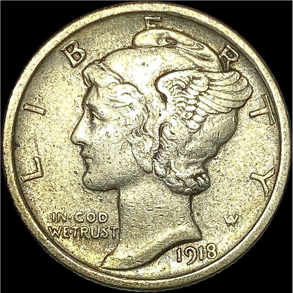 1918-D Silver Mercury Dime NEARLY UNCIRCULATED
