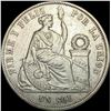 Image 1 : 1866 Silver Un Sol Peru NEARLY UNCIRCULATED