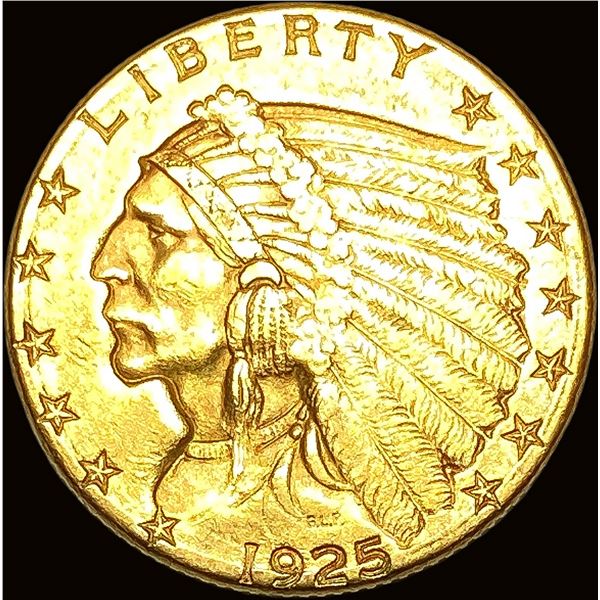 1925-D Gold $2.50 Indian Head Quarter Eagle CLOSELY UNCIRCULATED