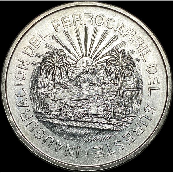 1950 Mexico Silver 5 Pesos Mo (0.720 silver) CLOSELY UNCIRCULATED