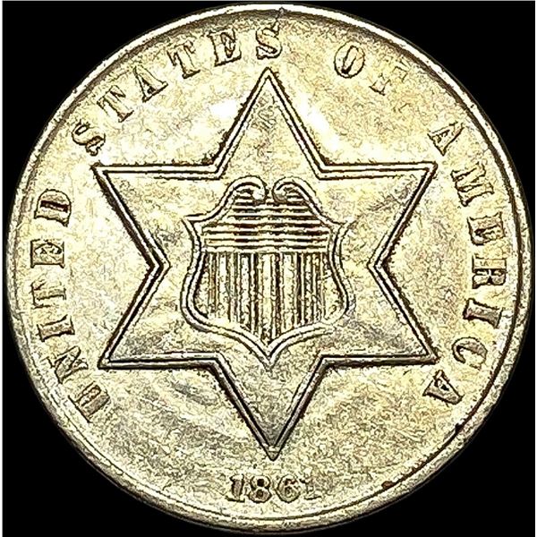 1861 Silver Three-Cent Piece CLOSELY UNCIRCULATED