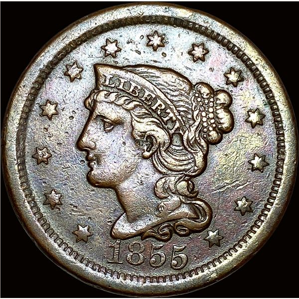1855 Braided Hair Large Cent NEARLY UNCIRCULATED