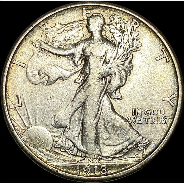 1918-S Silver Walking Liberty Half Dollar NEARLY UNCIRCULATED