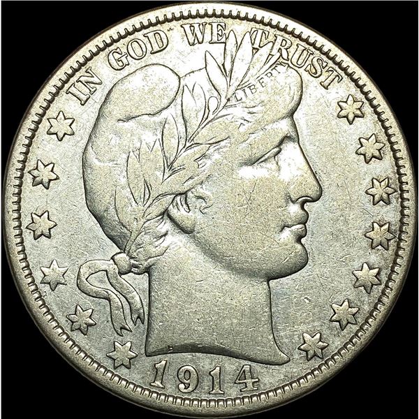 1914-S Silver Barber Half Dollar LIGHTLY CIRCULATED