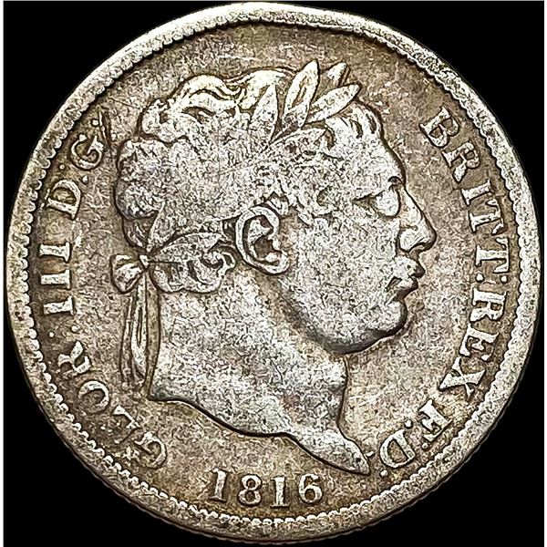 1816 Silver Sixpence Great Britain LIGHTLY CIRCULATED