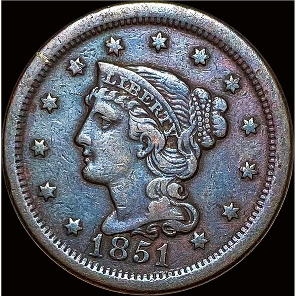 1851 Braided Hair Large Cent NEARLY UNCIRCULATED