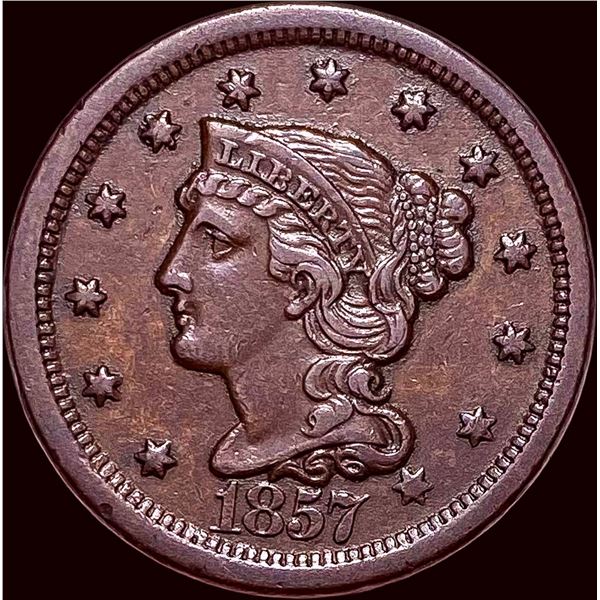1857 Braided Hair Large Cent CLOSELY UNCIRCULATED