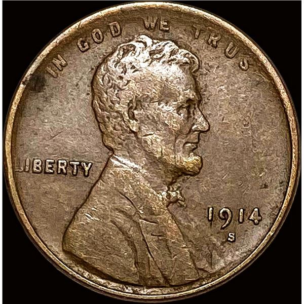 1914-S Lincoln Wheat Cent LIGHTLY CIRCULATED