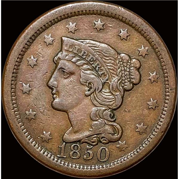 1850 Braided Hair Large Cent NEARLY UNCIRCULATED