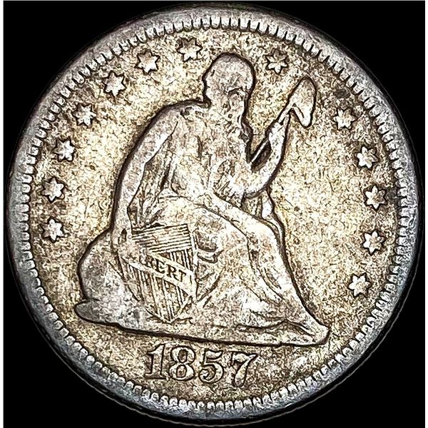 1857-O Silver Seated Liberty Quarter NICELY CIRCULATED