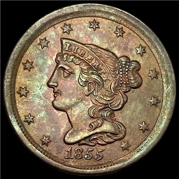 1855 Braided Hair Half Cent UNCIRCULATED