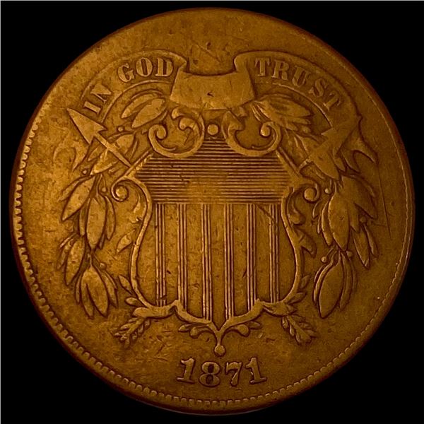 1871 Bronze Two-Cent Piece LIGHTLY CIRCULATED