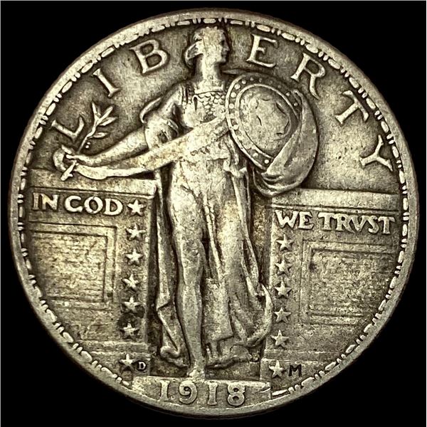 1918-D Silver Standing Liberty Quarter NEARLY UNCIRCULATED