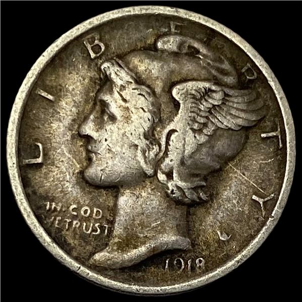 1918 Silver Mercury Dime NEARLY UNCIRCULATED