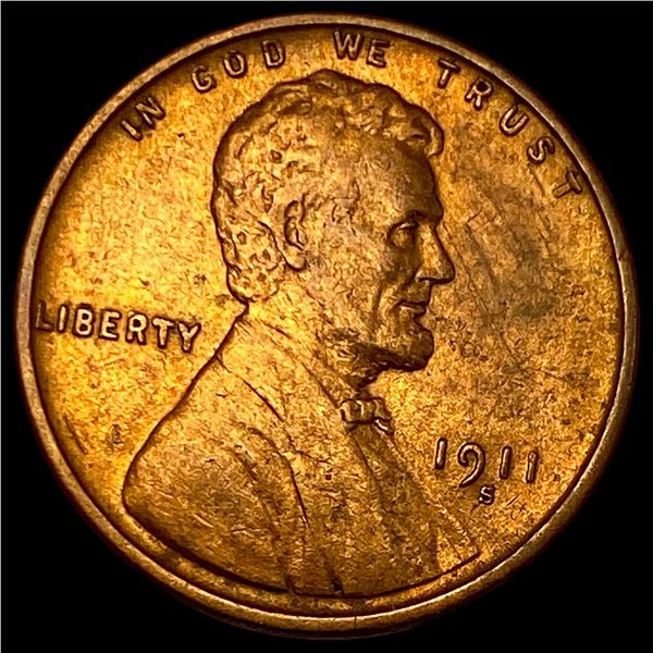 1911-S Bronze Lincoln Wheat Cent CLOSELY UNCIRCULATED