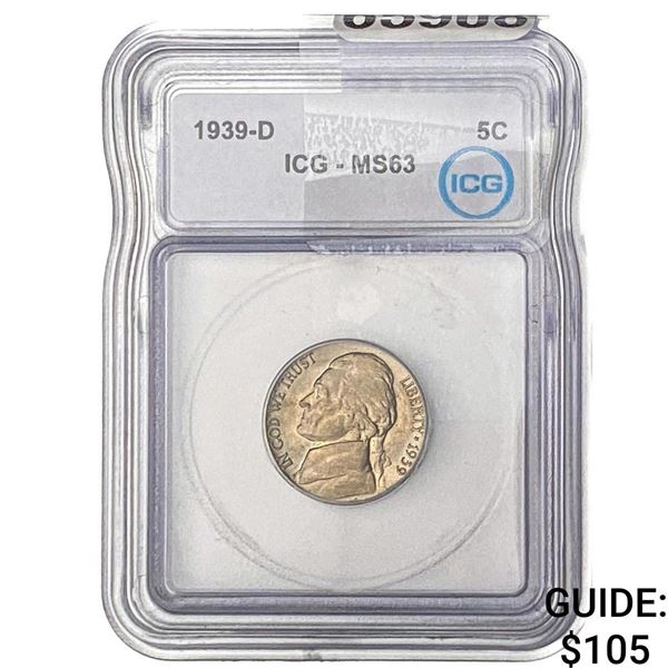 1939-D Jefferson Nickel ICG MS63