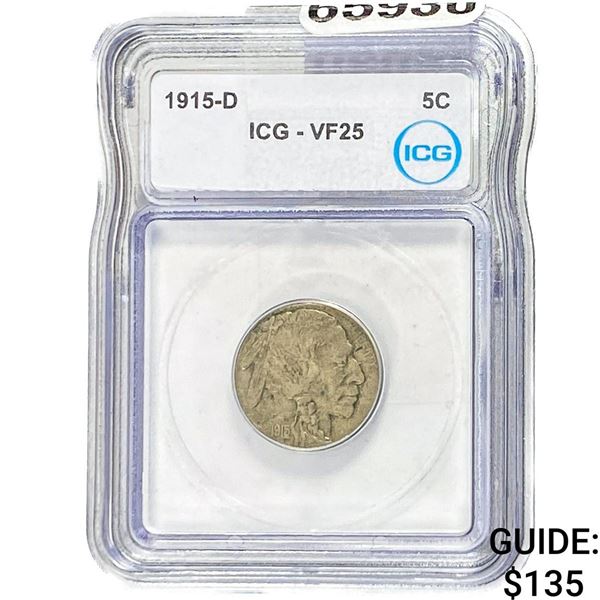 1915-D Buffalo Nickel ICG VF25