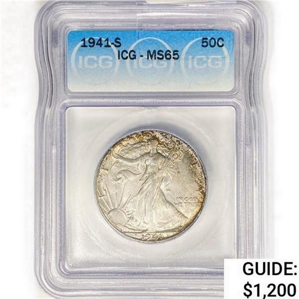 1941-S Walking Liberty Half Dollar ICG MS65