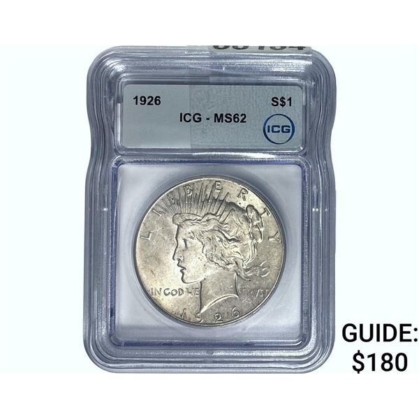 1926 Silver Peace Dollar ICG MS62