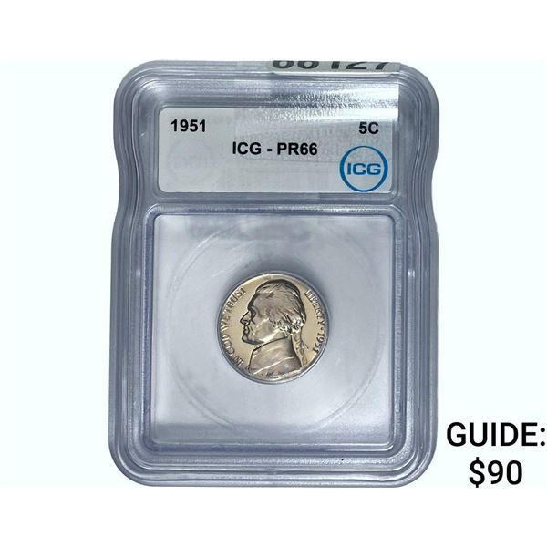 1951 Jefferson Nickel ICG PR66