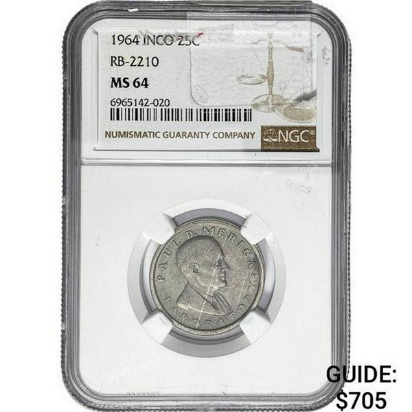 1964 Paul D. Merica Laboratory 25C NGC MS64 RB2210