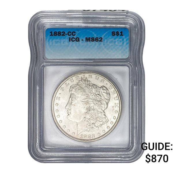 1882-CC Morgan Silver Dollar ICG MS62