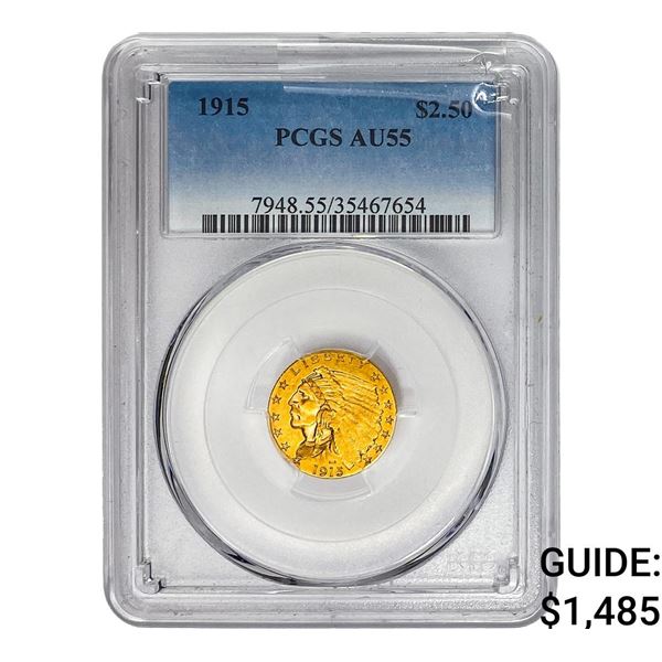 1915 $2.50 Gold Quarter Eagle PCGS AU55