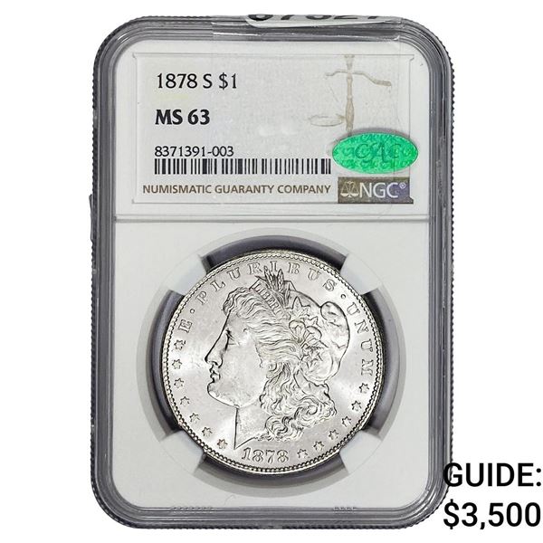 1878-S CAC Morgan Silver Dollar NGC MS63