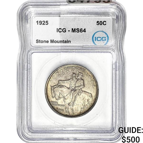 1925 Stone Mountain Half Dollar ICG MS64