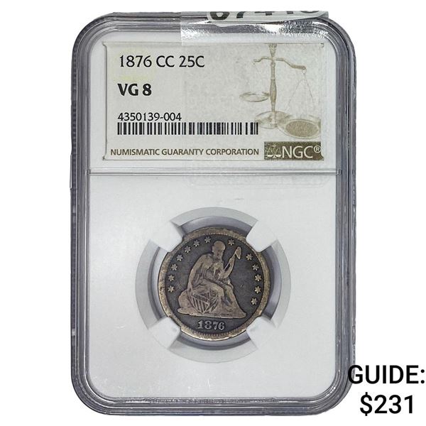 1876-CC Seated Liberty Quarter NGC VG8