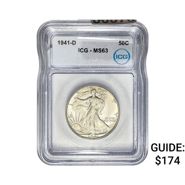 1941-D Walking Liberty Half Dollar ICG MS63