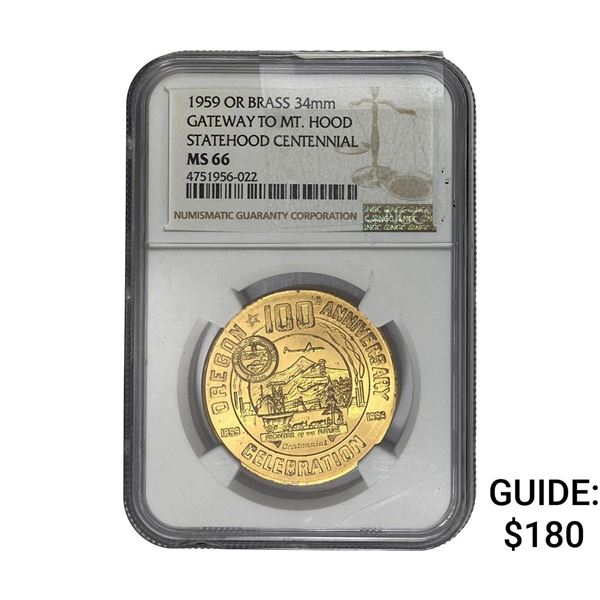 1959 OR BRASS 34MM NGC MS66