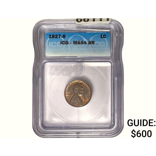 1927-S Wheat Cent ICG MS64 BR
